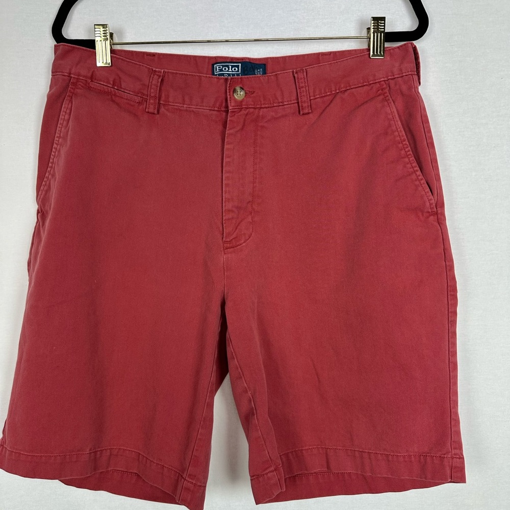 Polo Ralph Lauren Classic Chino Shorts Men’s 34 Flat Front Broken In Red Flaw